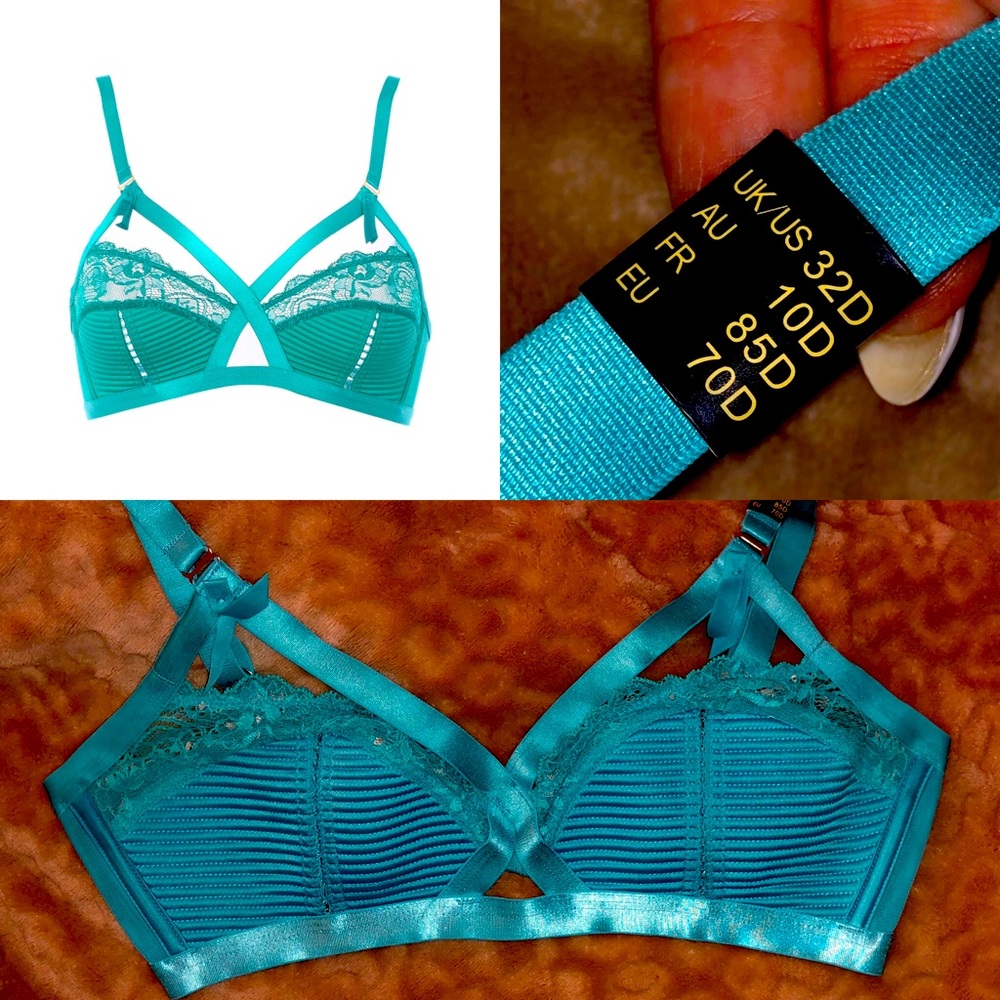 NWT Dita Von Teese Teal 32D wireless Retro Madam X Bra DVT Lingerie